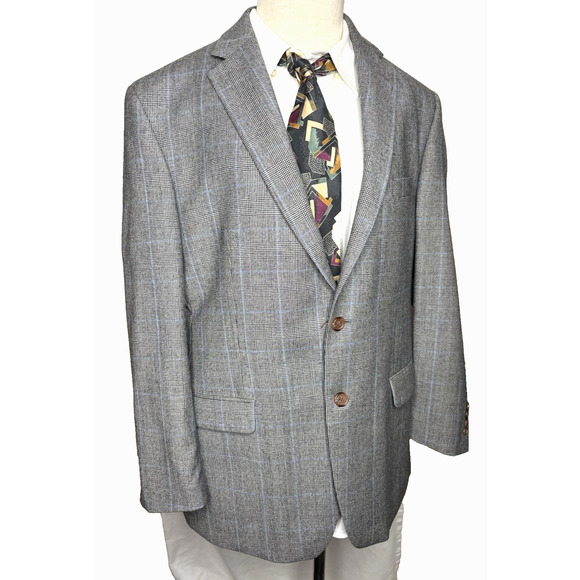 Lauren Ralph Lauren Men Size Black/White Glen Check Wool Two Button Blazer 44R - Picture 3 of 15